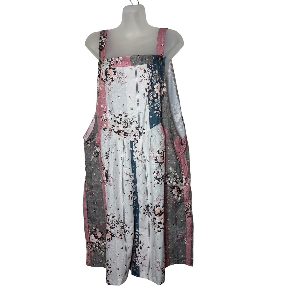 Spring color's Floral Patchwork Print short Overalls Romper Boho 90's style